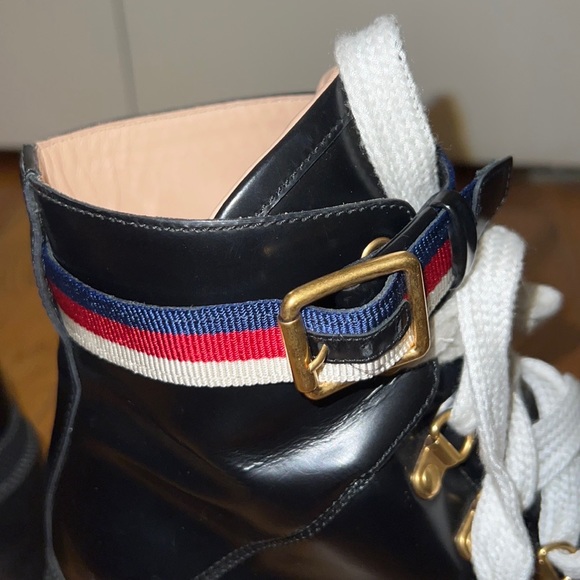 GUCCI leather ankle boot with sylvie web - Picture 8 of 8